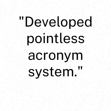 Developed pointless acronym system